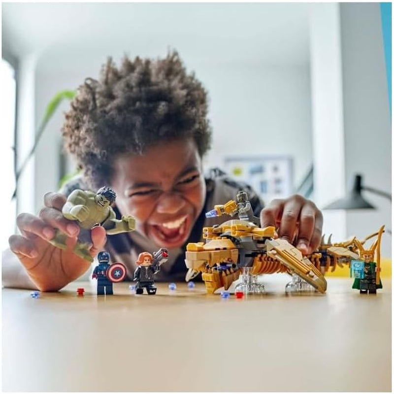 LEGO Marvel Avengers vs. Stavebnice Leviathan s Hulkem a Kapitánem Amerikou, Lokim, Černou vdovou a Chitauri Minifigurky Hrací sada Avengers pro chlapce a dívky 7+ 76290 Stavebnice Besuche den LEGO-Store