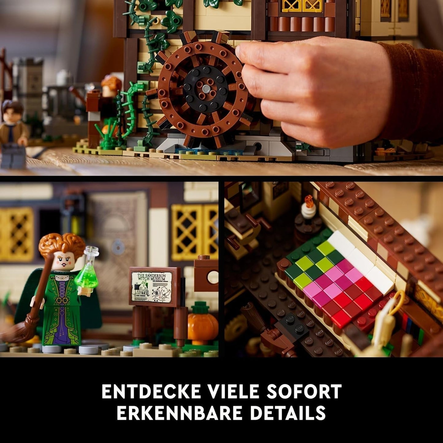 LEGO Ideas Hocus Pocus: Sada Sandersonových sester Čarodějnický dům, sbírka pro dospělé s domečkem, 6 minifigurek a doplňků, žena a muž 21341 Stavebnice Besuche den LEGO-Store