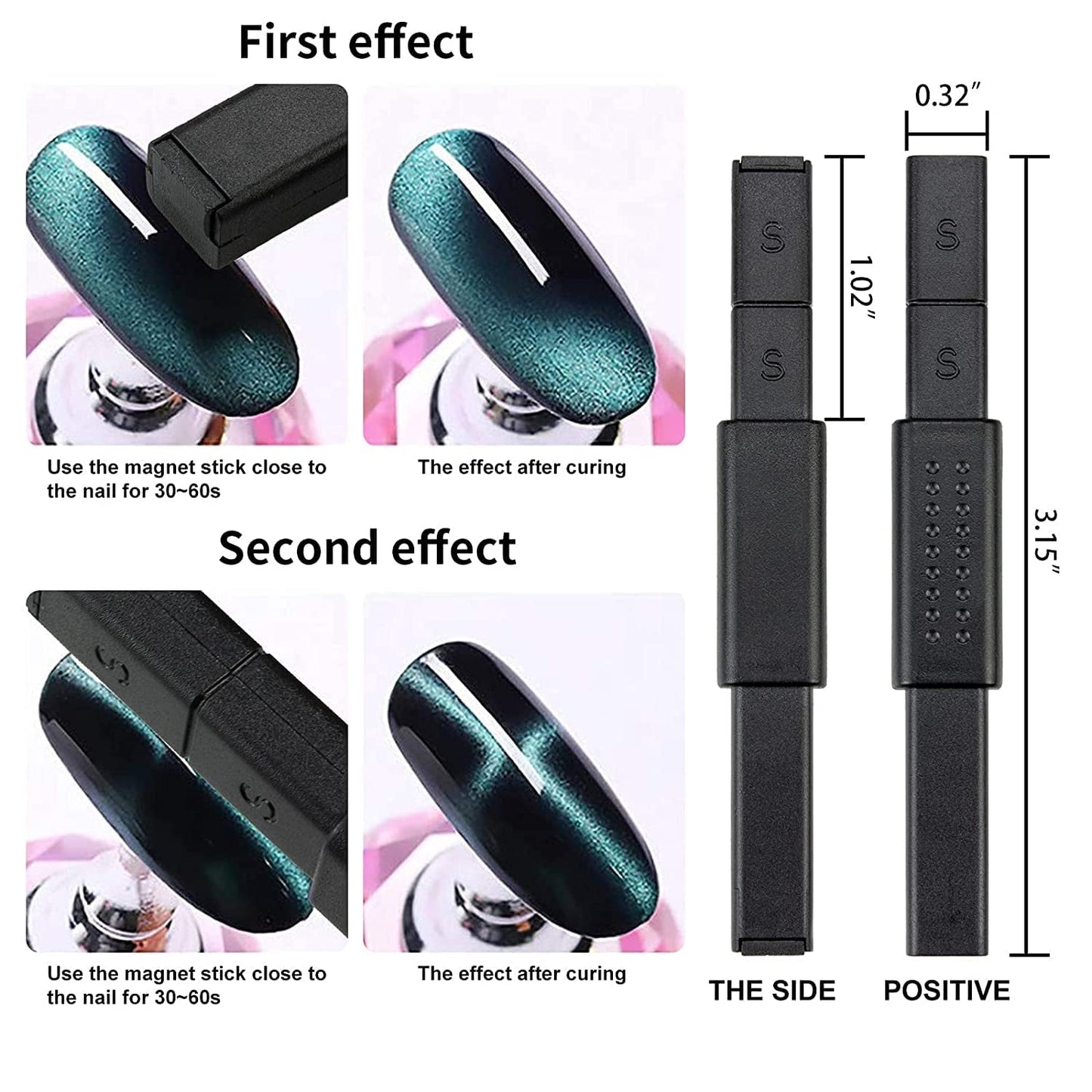 Nail Art Werkzeug Magnetstift, 10 Stück Nagel Magnet Stick Tool Tool, Nagel Magnet Stift Und Starker Magnet Stock Punktierungsstifte Für DIY 3D Magnetics Katzenauge UV Gel Polnisch Nagel Kunst