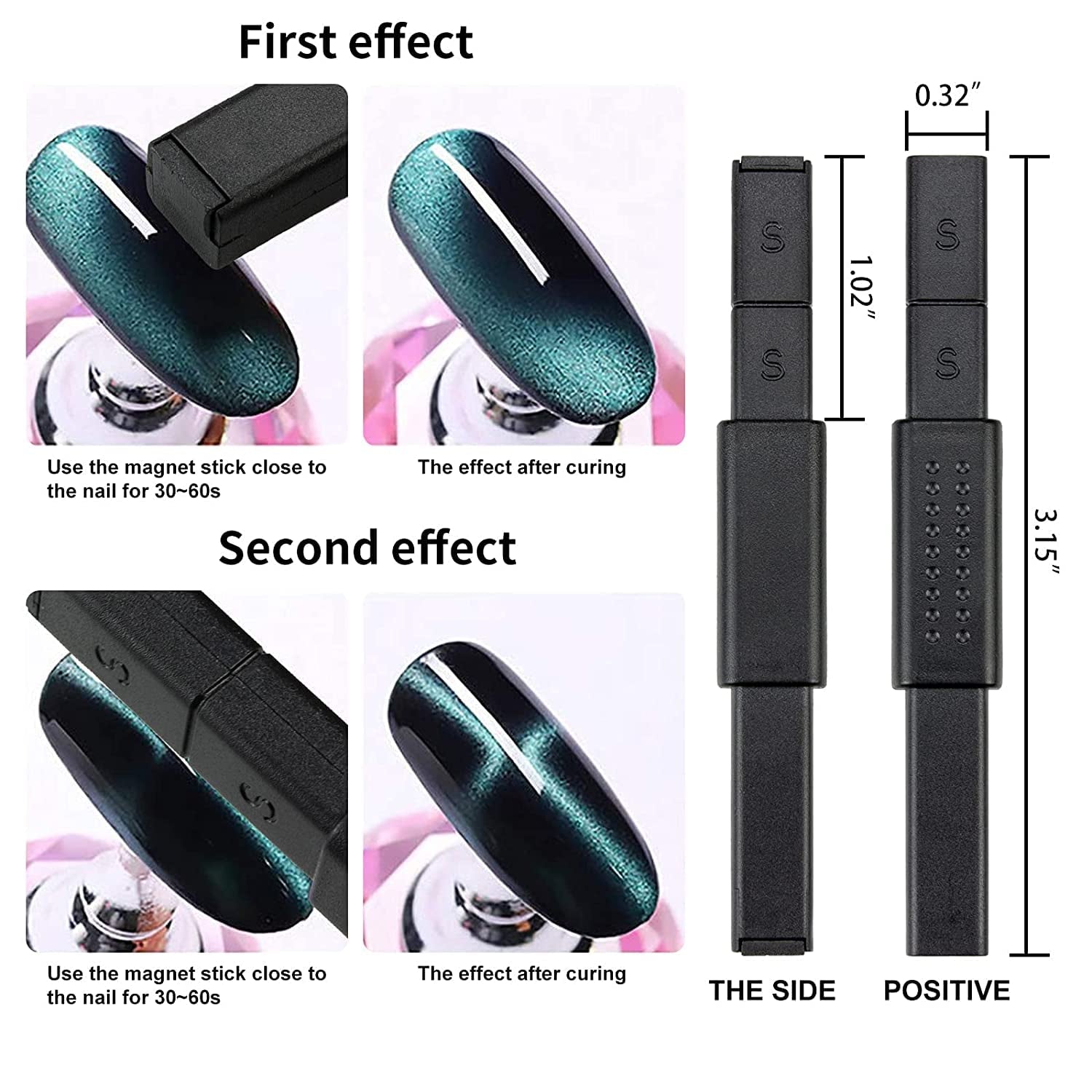 Nail Art Werkzeug Magnetstift, 10 Stück Nagel Magnet Stick Tool Tool, Nagel Magnet Stift Und Starker Magnet Stock Punktierungsstifte Für DIY 3D Magnetics Katzenauge UV Gel Polnisch Nagel Kunst