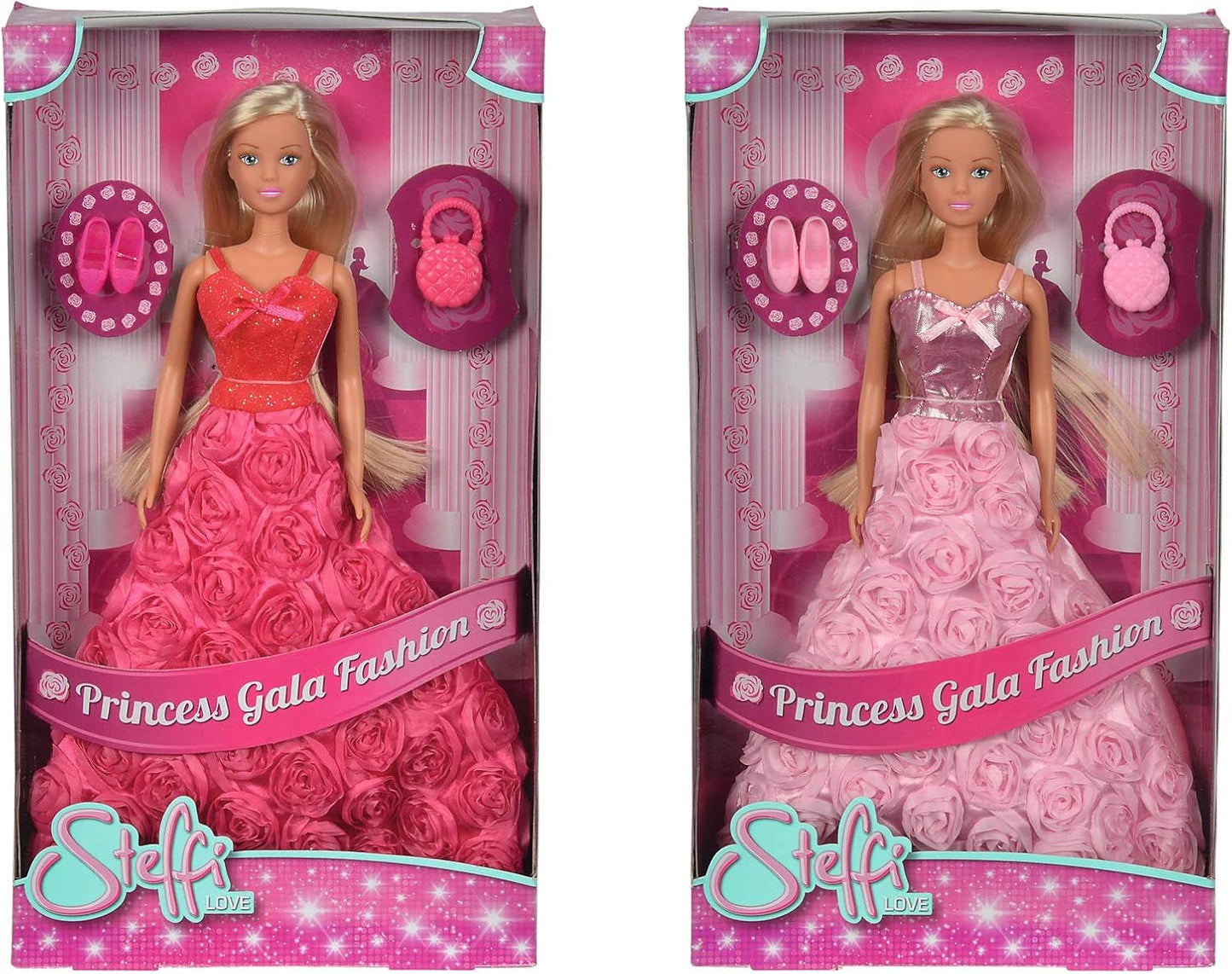 Simba 105739003 - Steffi Love Princess Gala Fashion, 2-Fach Sortiert, es Wird nur EIN Artikel geliefert, Spielpuppe als Prinzessin im traumhaften Rosenkleid mit Handtasche, 29 cm, ab 3 Jahre