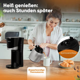 Kávovar Clatronic® s termoskou | na 8-10 šálků kávy | bez teplotních ztrát | kávovar s filtrem | 1 litr | Espresso | Filtrační kávovar s termoskou | KA 3327 černá