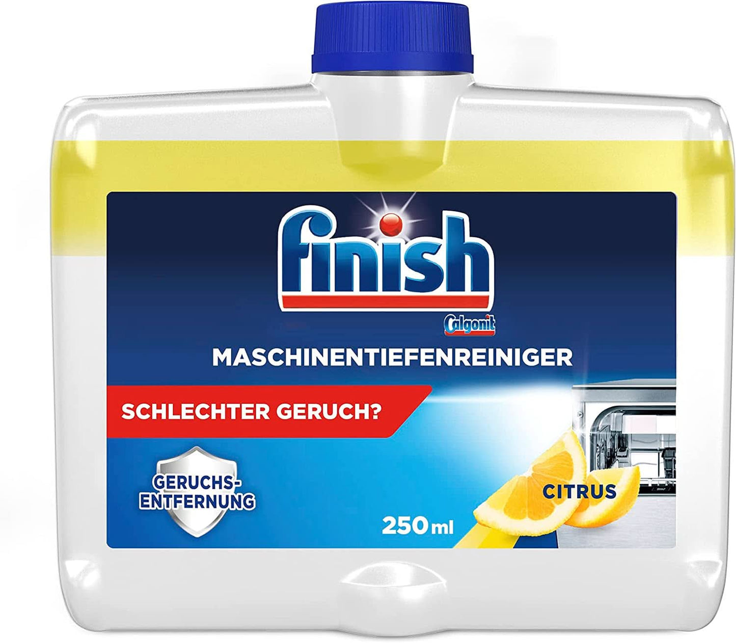 Finish Deep Machine Cleaner Citrus - tekutý čistič strojů proti vodnímu kameni a mastnotě pro čistou myčku - ekonomické balení Naty Shop 250 ml Single