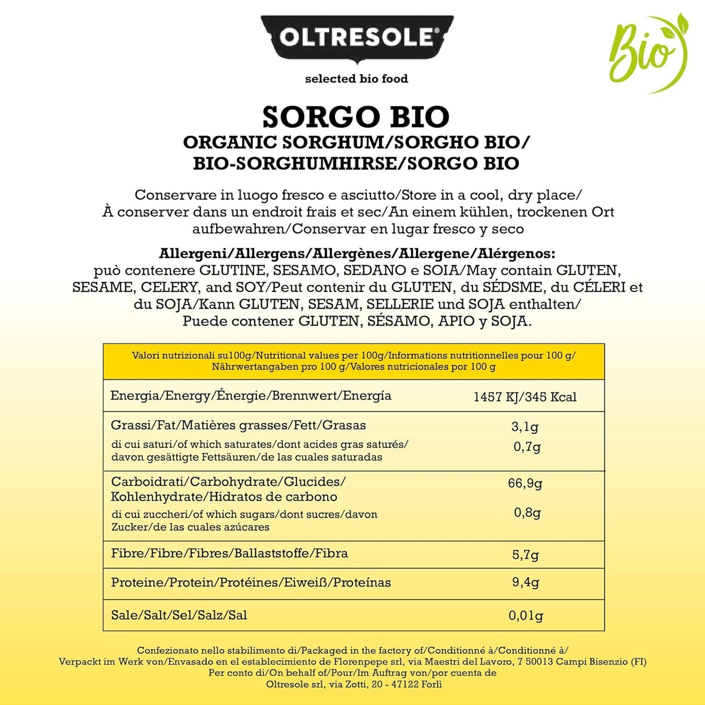Bio bílý čirok, 1 kg, vyloupané, syrové zrno, ekologicky pěstované v Itálii, ideální balení pro rodinu