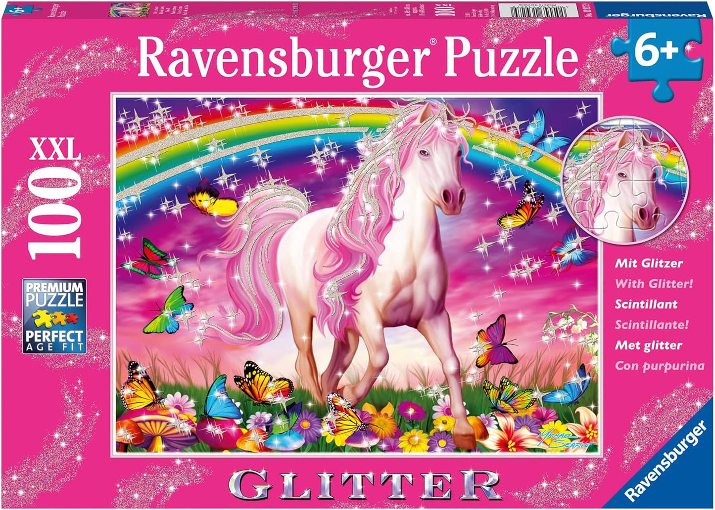 Dětské puzzle Ravensburger - 13927 Horse Dream - Puzzle s koňmi pro děti od 6 let, Se 100 dílky ve formátu XXL, Se třpytkami Puzzle Naty Shop Single