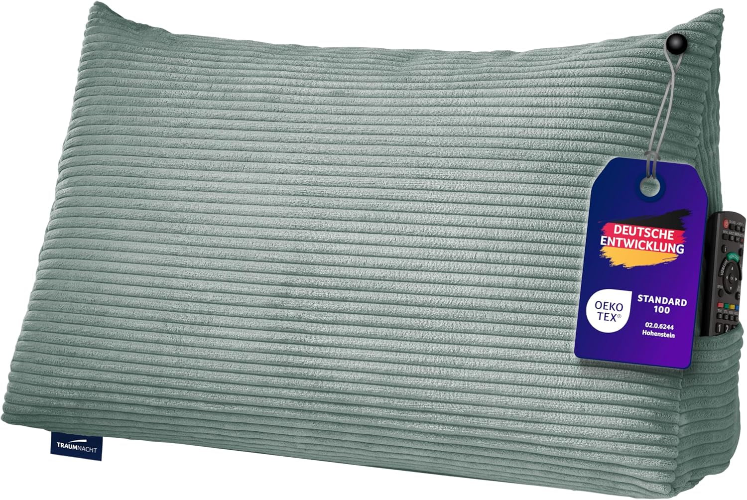 Polštář na čtení Traumnacht Cozy Back Cushion, 70 x 40 cm tmavě šedý, snímatelný a pratelný potah ze 100% polyesteru, praktická boční kapsa, certifikováno Oeko-Tex, vyrobeno podle německých norem kvality