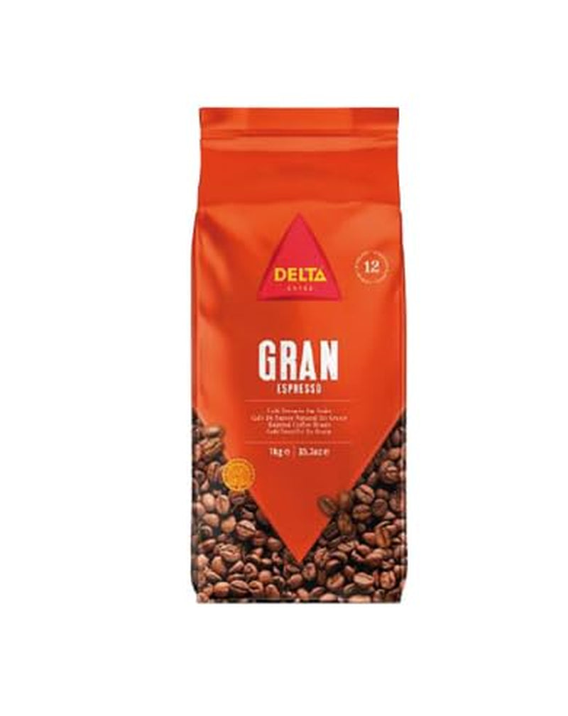 Káva Delta Gran Expresso 80/20 – Celá zrna 1 kg – Intenzivní směs espressa z 80 % natural a 20 % Torrefacto