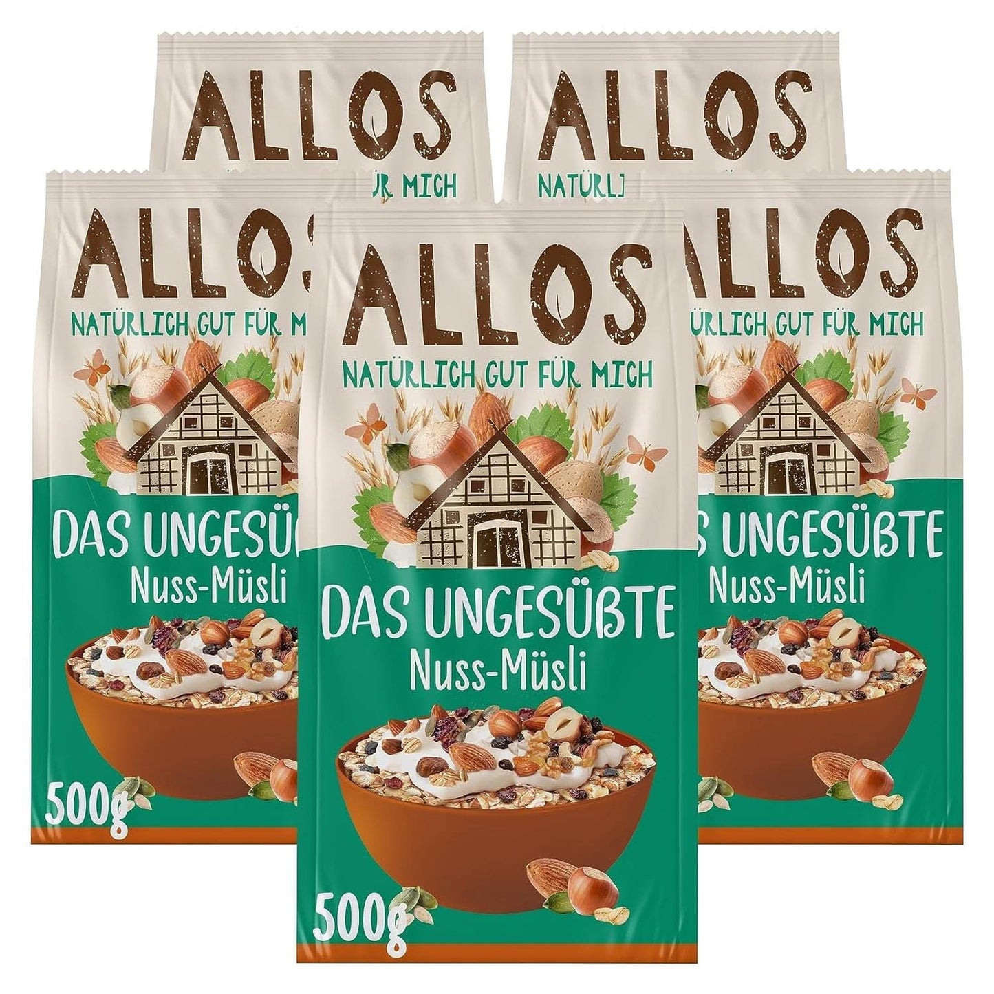 Allos, neslazené bobulovité müsli, balení 5 x 500 gramů Cereals Naty Shop Hazelnuts