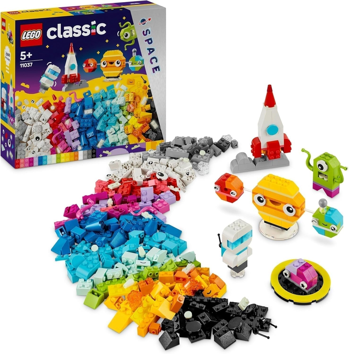 LEGO Classic Creative Space Planets Model stavby sluneční soustavy Pro děti Vesmírná hračka Raketa Vesmírná loď Planety a mimozemšťané Dárek pro 5leté chlapce a dívky 11037 Stavebnice Besuche den LEGO-Store Single