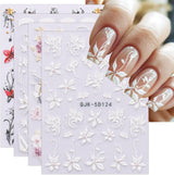 JMEOWIO 3D Nálepka na nehty Blumen Nálepka na nehty Selbstklebend Nagelaufkleber 5D Stereoskopické jarní letní dekorace Nageldesign Zubehör 4 Blatt