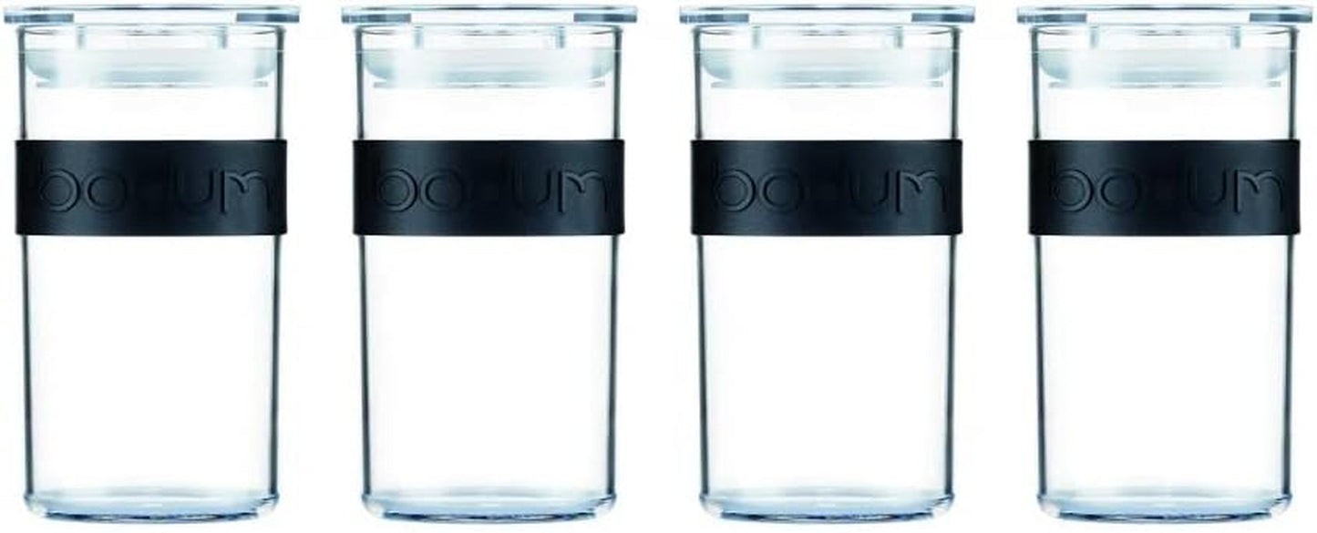 BODUM PRESSO skladovací dózy, plastové, černé, 4 x 0,25 l, 3 x 0,6 l, 3 x 1 l, 2 x 2 l Dózy na potraviny Naty Shop Black 0,25 l