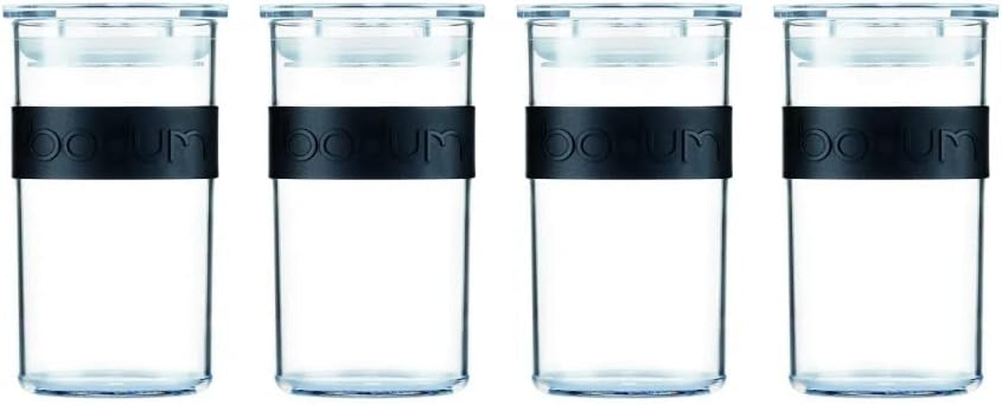 BODUM PRESSO skladovací dózy, plastové, černé, 4 x 0,25 l, 3 x 0,6 l, 3 x 1 l, 2 x 2 l Dózy na potraviny Naty Shop Black 0,25 l