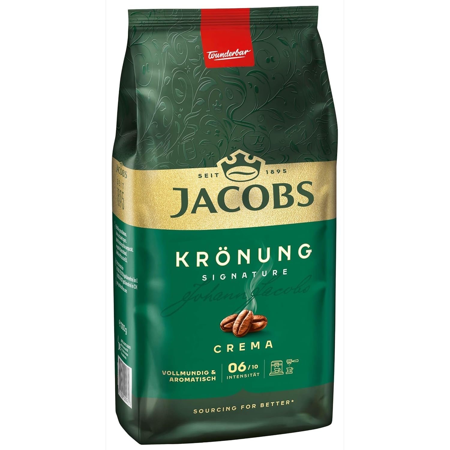 Jacobs Krönung smetana, celozrnná káva, balení 4 ks (4 x 1000 g)