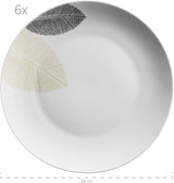 MÄSER 931215 Krásně zdobená sada nádobí pro 6, kombinovaná obsluha 30 kusů, s bezrámovými tvary, porcelán, bílá