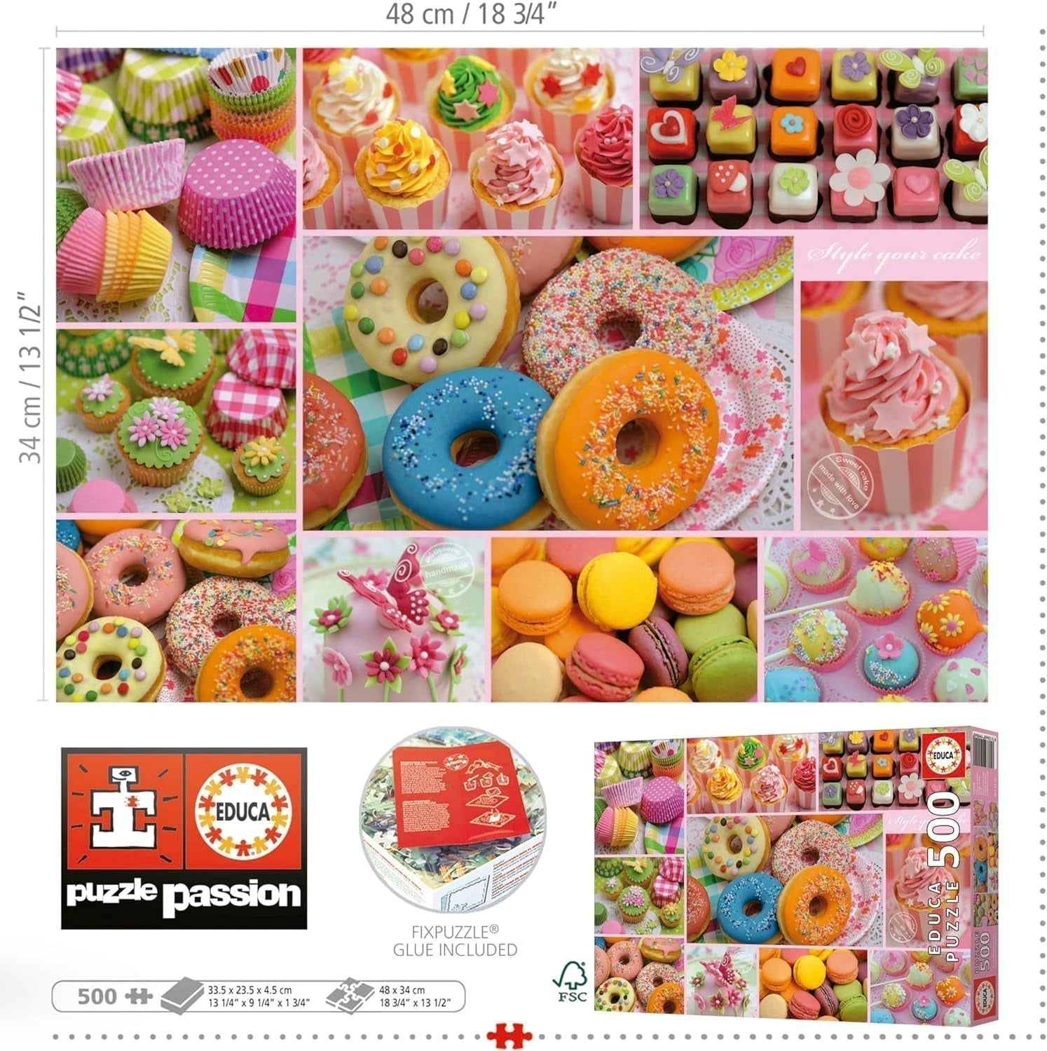 Educa - Puzzle 500 dílků pro dospělé | Candy koláž. Rozměry: 48 X 34 cm. Obsahuje lepidlo na puzzle Fixpuzzle. Už 11 let (19904) Puzzle Naty Shop