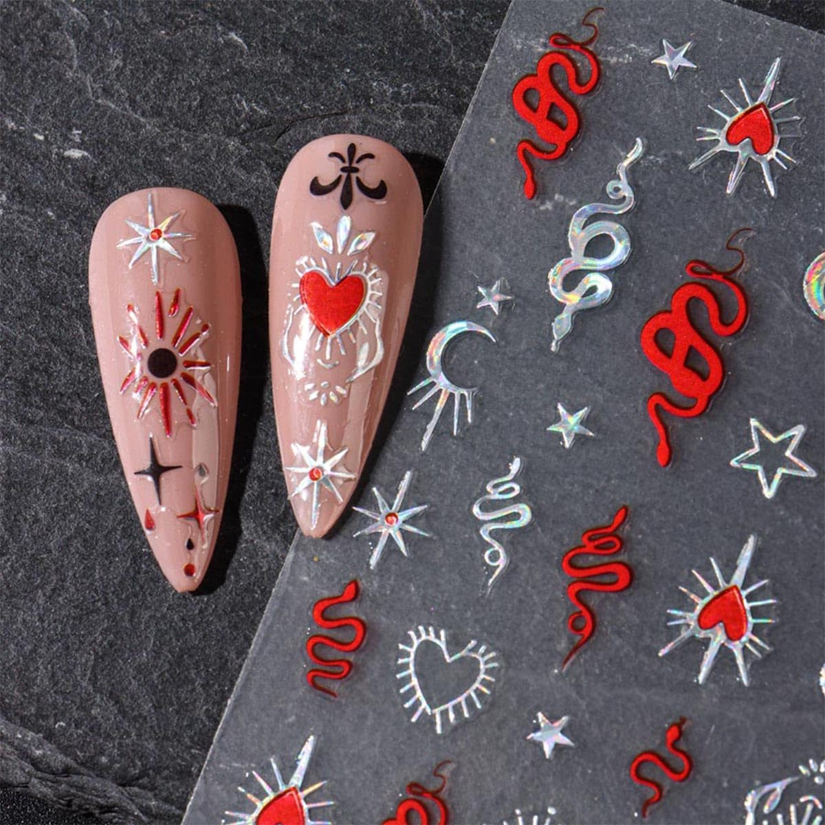JMEOWIO Nálepka na nehty Mond Stern 10 Blatt Nálepka na nehty Selbtklebend Nagelaufkleber Dekoration Nageldesign Zubehör