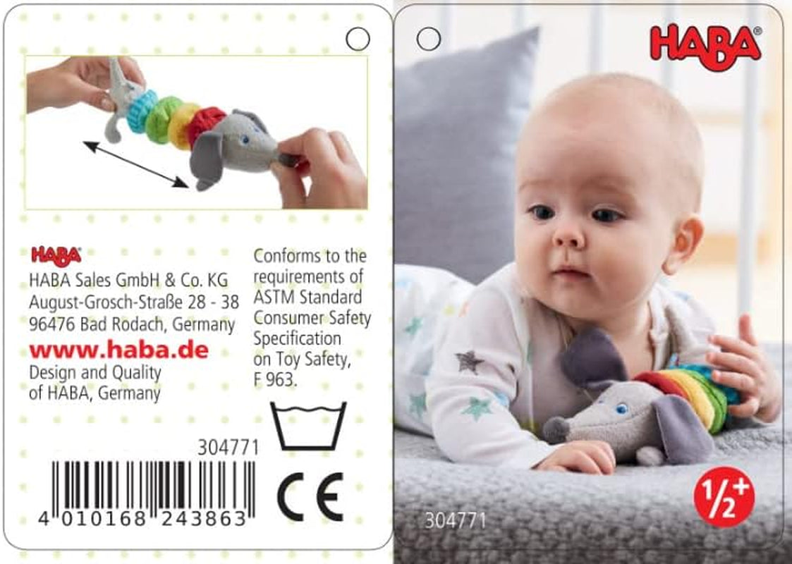 HABA 304771 - Figurka jezevčíka chrastítko, látková hračka pro miminko s chrastícím motorem, hračka od 6 měsíců Toys Bebe Naty Shop