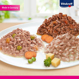 Vitakraft Poésie Création, Tender Selection, Mokré krmivo pro kočky, Mokré krmivo pro kočky v omáčce, s kuřecím masem, s krůtím masem, s hovězím masem, bez přidaného cukru a cereálií (1 balení 6 x 85 g)