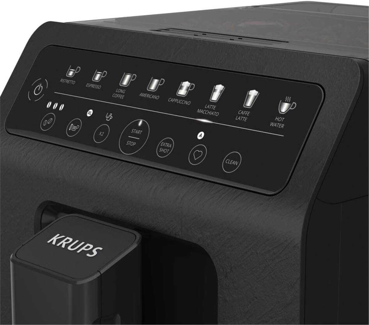 Krups EA897B Evidence ECOdesign automatický kávovar na espresso, funkce automatického espressa a cappuccina, technologie Quattro Force, šálky na mléko jedním dotykem, 8 předvoleb, mléčný systém, 1450 W