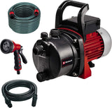 Sada zahradního čerpadla Einhell GC-GP 6538 Set/I (650 W, max. 3,6 bar, průtok 3800 l/h, šroub pro plnění/vypouštění vody, vč. 4 m sací hadice + 20 m zahradní hadice + stříkací pistole)