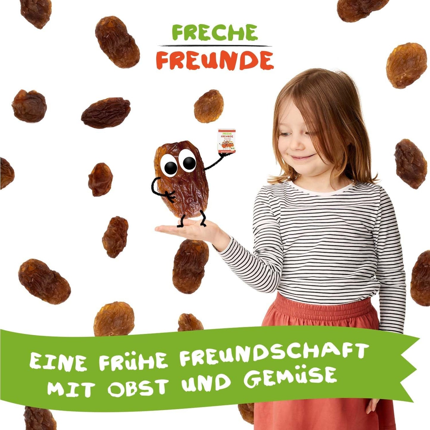FRECHE FREUNDE Organické rozinky, Trockenfrüchte bez Zucker, bez Zusatzstoffe, ungeschwefelt, v malém Snackboxen, Sultaninen für Kinder, 20er Pack, 20 x (3x14g)
