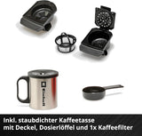 Akumulátorový espresso kávovar Einhell TE-CF 18 Li-Solo Power X-Change (18 V, nádržka na vodu 240 ml, na filtrovanou kávu a kávové kapsle, madlo na přenášení, včetně šálku na kávu s víčkem, bez baterie)