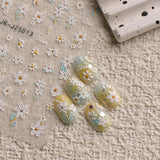 JMEOWIO 3D Nálepka na nehty Blumen Nálepka na nehty Selbstklebend Nagelaufkleber 5D Stereoskopické Letní Frühling Blumen Dekoration Nageldesign Zubehör 4 Blatt