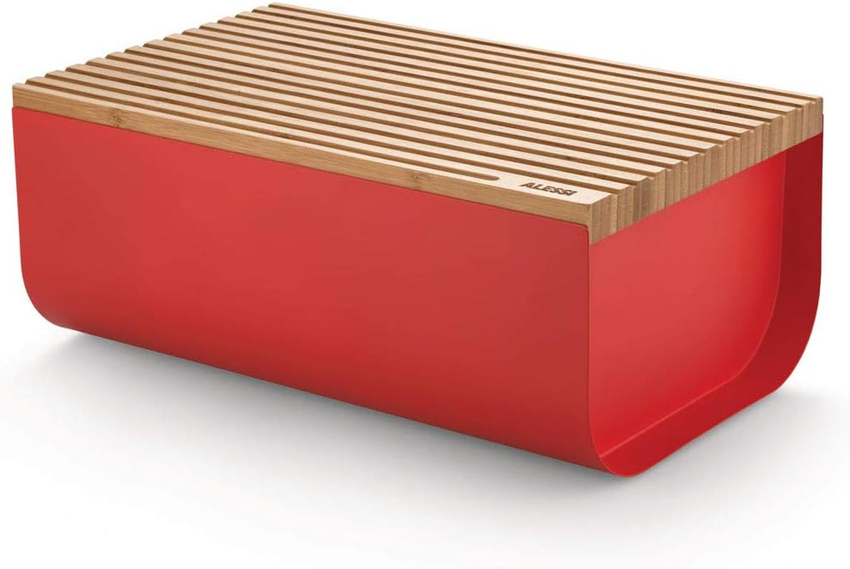 Alessi Mattina BG03 R - Košík na chleba z nerezové oceli s epoxidovou pryskyřicí a bambusovým dřevem, červená Úložné boxy na potraviny Naty Shop Red Jedna velikost pro všechny