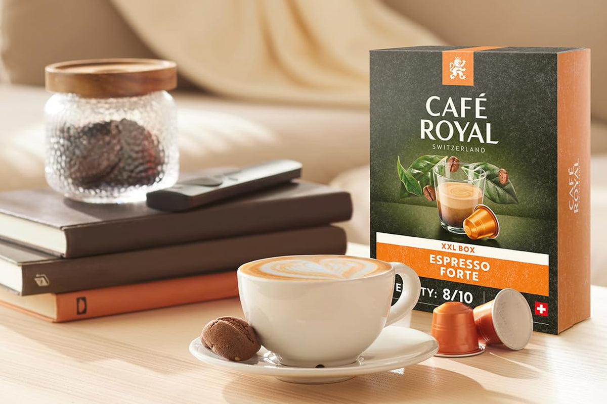 Espresso Forte 36 Kapseln für Nespresso Kaffee Maschine - 8/10 Intensität - UTZ-zertifiziert Kaffeekapseln aus Aluminum (Backung mit 3)