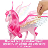 Barbie Pegasus Magic Hide and Seek – interaktivní hračka se světly a zvuky, 10 doplňků, duhová křídla, pro děti od 3 let, HLC41