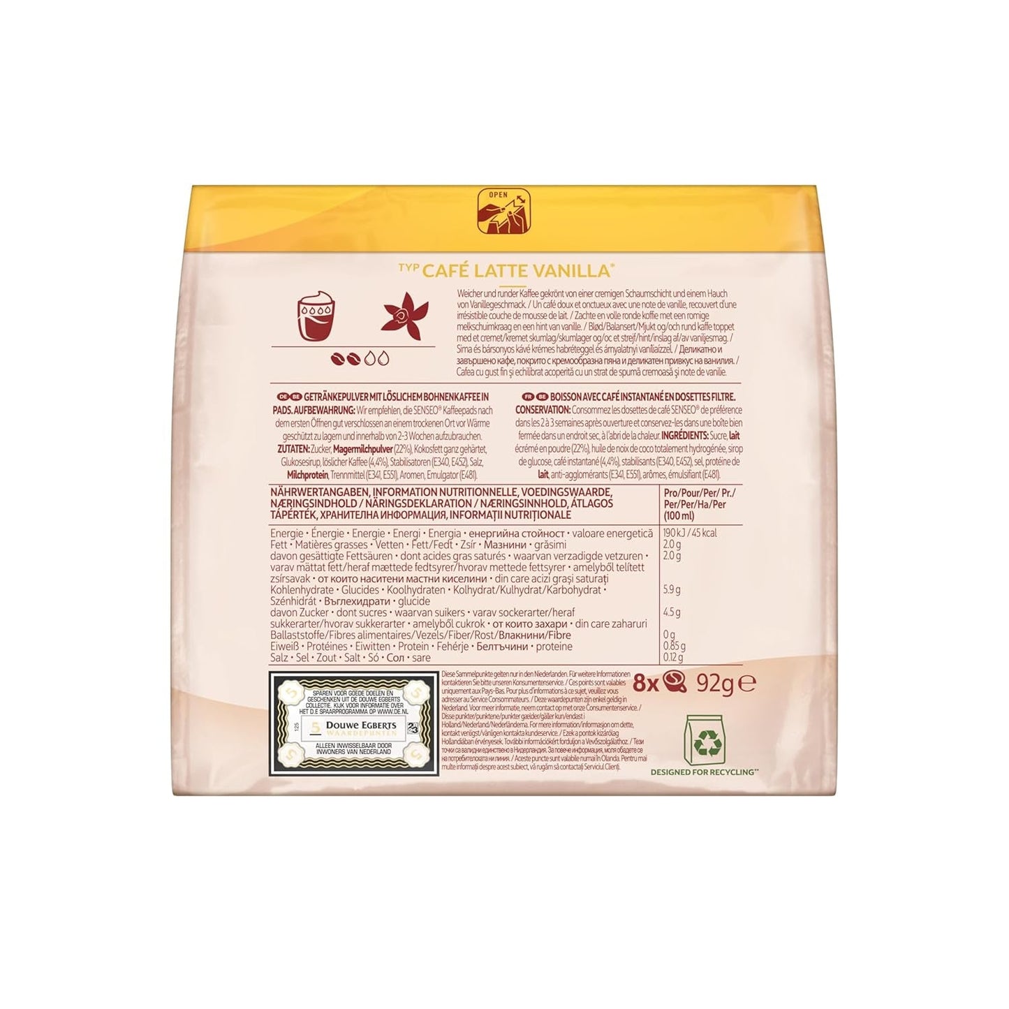 Senseo Pads Café Latte Vanilla, 5 x 8 Getränke, 40 kaffeepadů