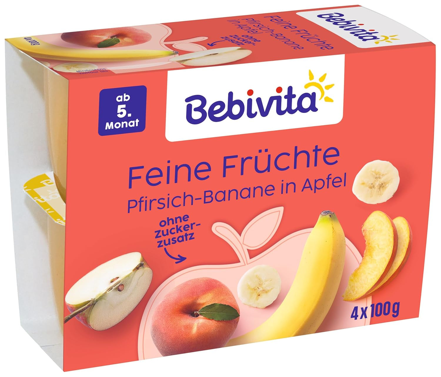 Pfirsich-Banány v Apfel, 6er balení (6 x 4 x 100 g)