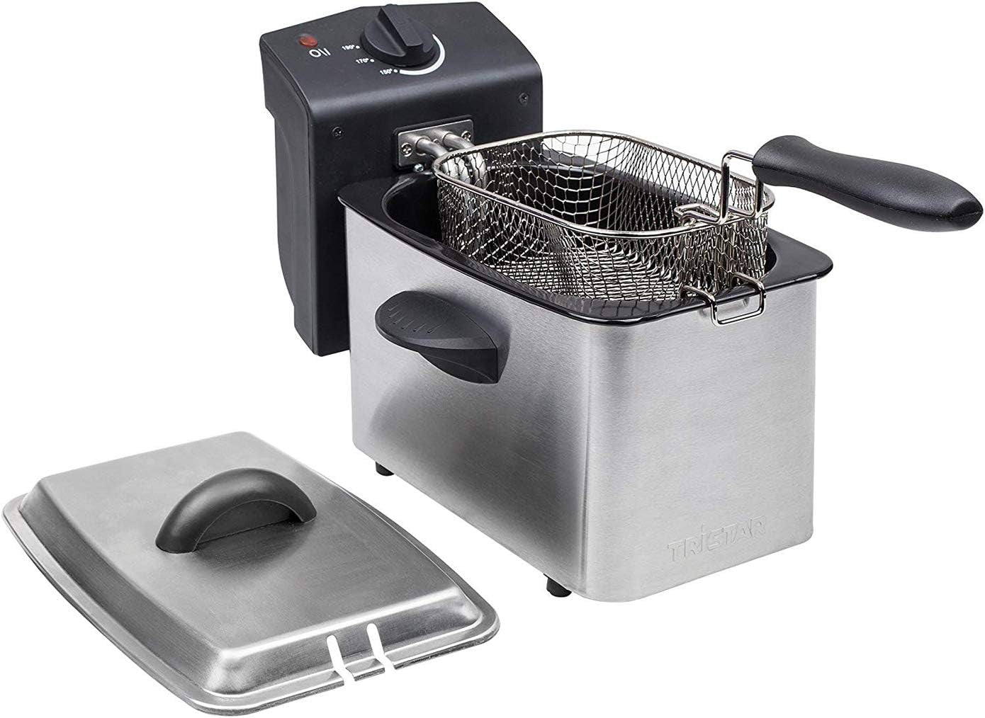 Fritéza Tristar z nerezové oceli – s kapacitou 2 litry, funkcí studené zóny a nastavitelným termostatem až do 190 °C, FR-6919, stříbrná Spotřebiče Naty Shop