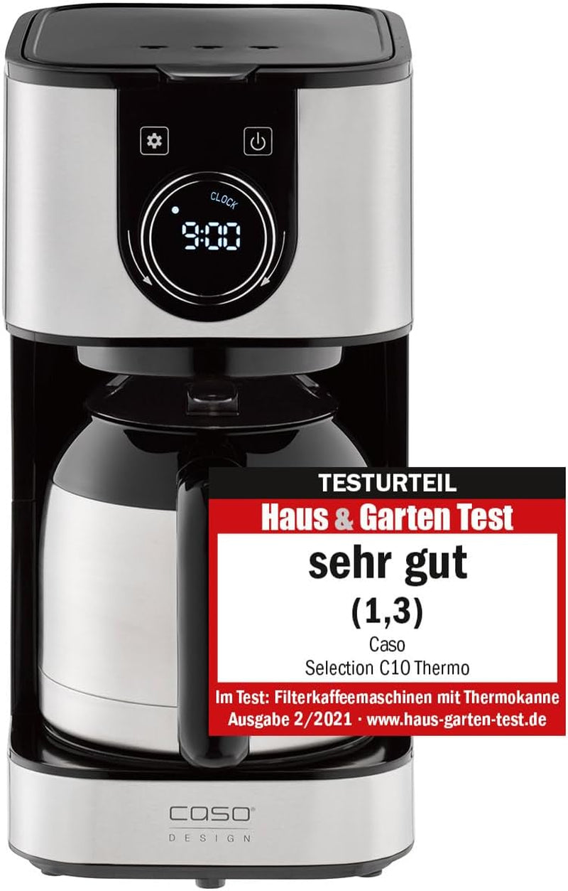 Kávovar CASO Selection C 10 Thermo Design – Nerezové pouzdro, 1,2l izotermická karafa (10 šálků), dotykové ovládání a časovač, funkce Aroma PLUS, permanentní filtr, filtr proti odkapávání