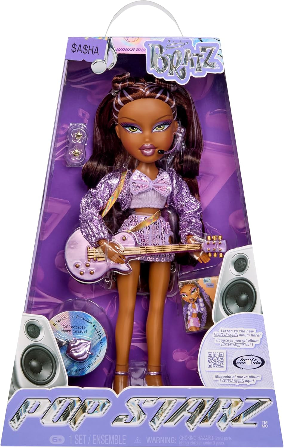 BRATZ Pop Starz Sasha – Módní panenka se sběratelskou klíčenkou, oblečením a hudebními doplňky