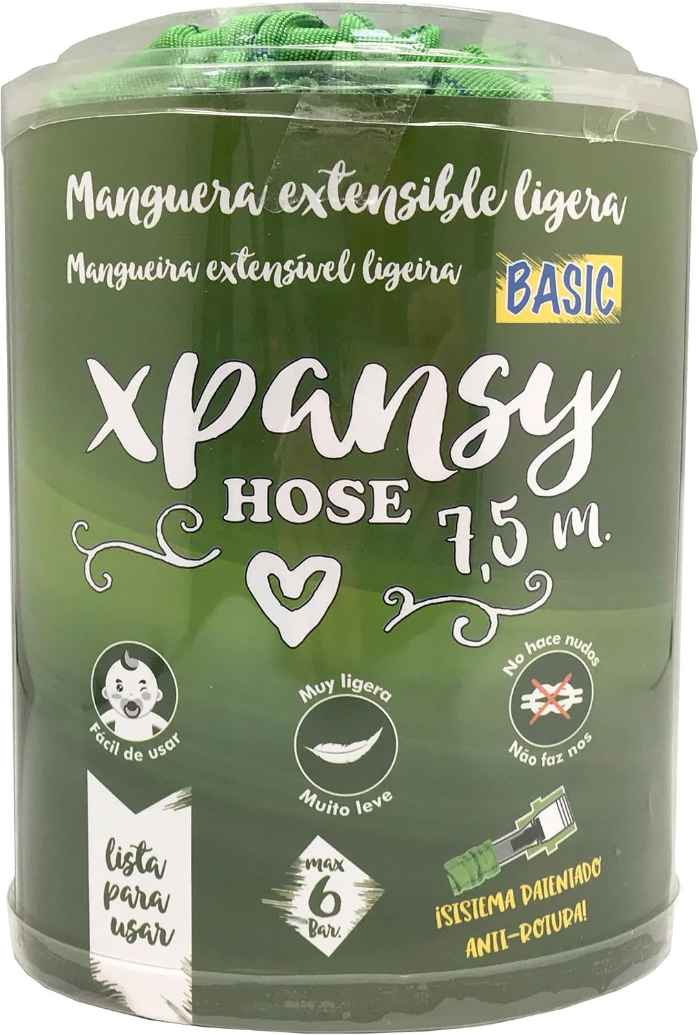 C2607A Hose Basic – Prodlužovací hadice s tlakem vody, zelená, 7,5 metru