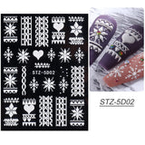 4 Blatt 3D Nálepka na nehty Weihnachten Nagelaufkleber Christmas 5D Stereoskopisch Selbstklebend Schneeflocke Schneemann Nálepka na nehty Dekorace Nageldesign Zubehör