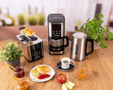 Espresso s filtrem Rommelsbacher FKM 1000 - nádržka na vodu 1,5 litru na 12 šálků kávy, skleněná karafa, odložený start, funkce udržování teploty, funkce aroma, odnímatelný držák filtru 1x4