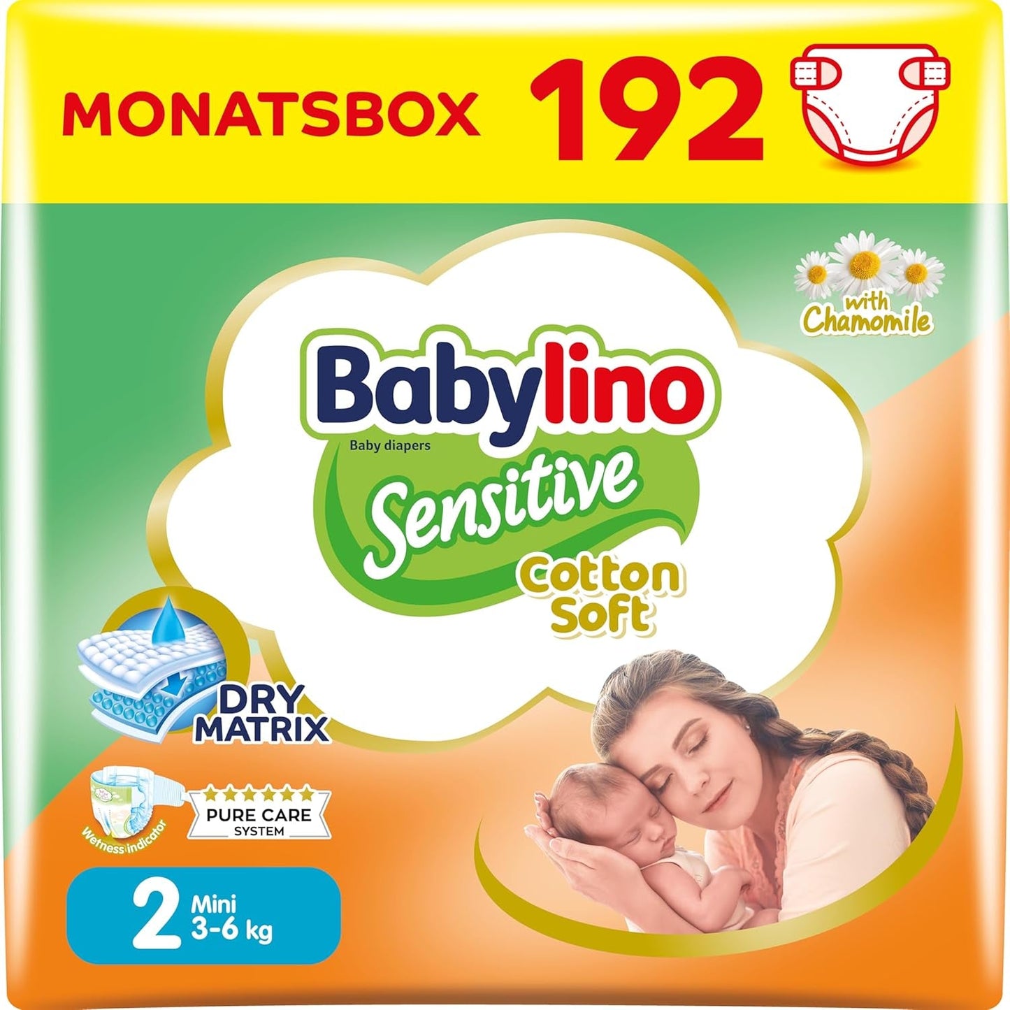 Pleny pro citlivá miminka, velikost 2, mini (3-6 kg), 192 plen