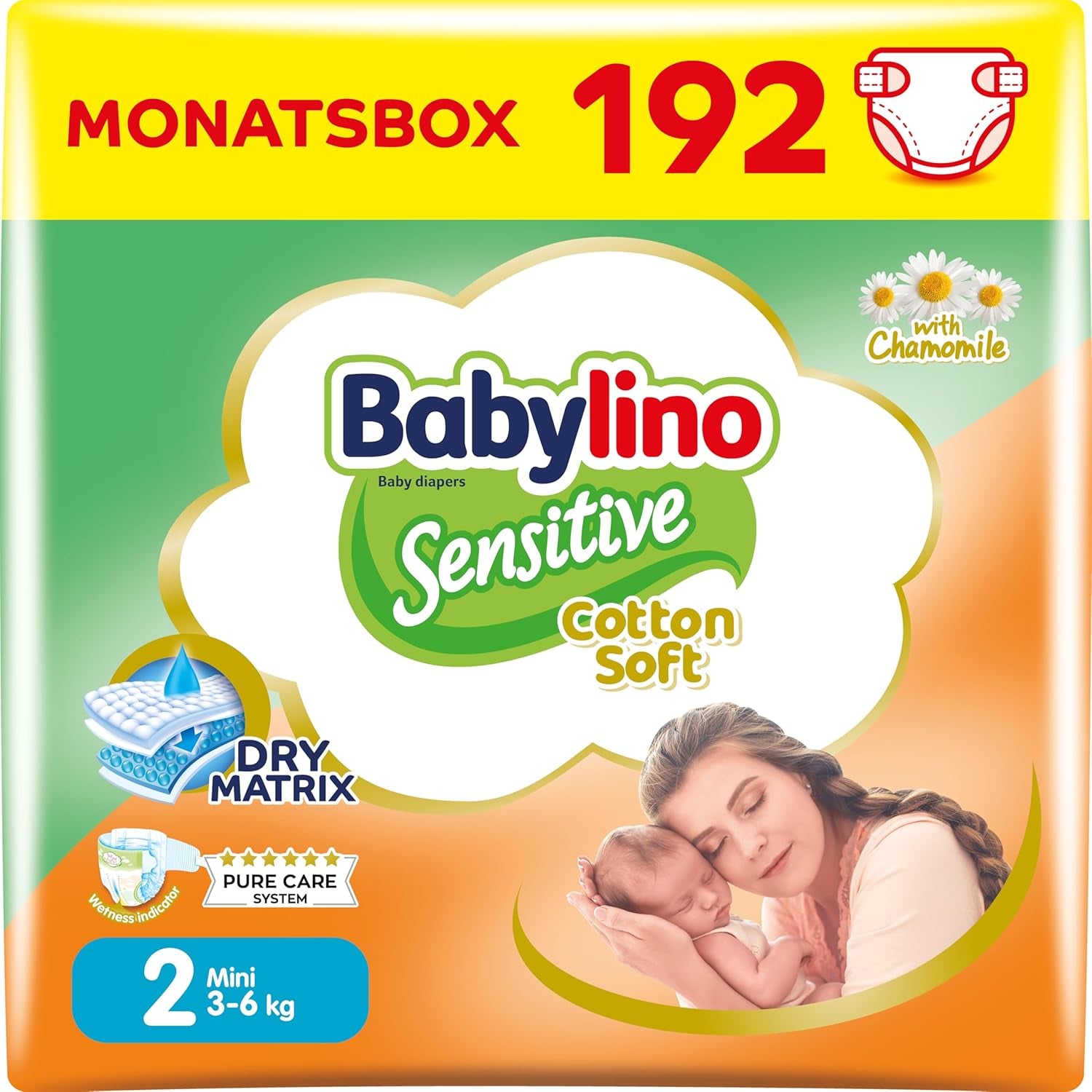 Pleny pro citlivá miminka, velikost 2, mini (3-6 kg), 192 plen