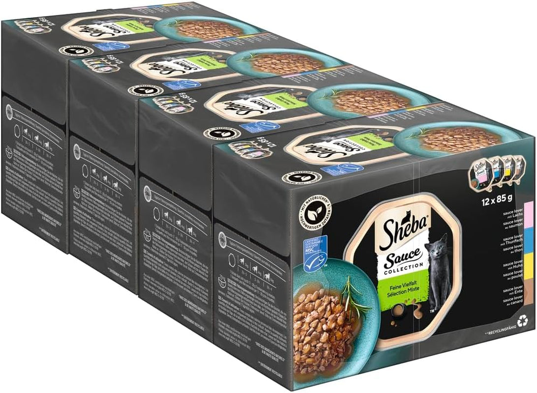 Sheba Sauce Collection Tác Multipack, kvalitní odrůda MSC, 4x12x85g