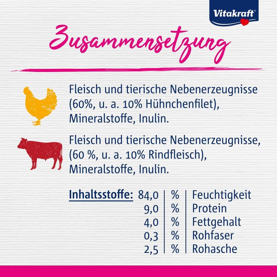 Vitakraft Poésie Délice, Country Selection, Nassfutter Katze, Katzennassfutter Gelee, s kuřecím masem, s hovězím masem (1 balíček s 6x 85g)
