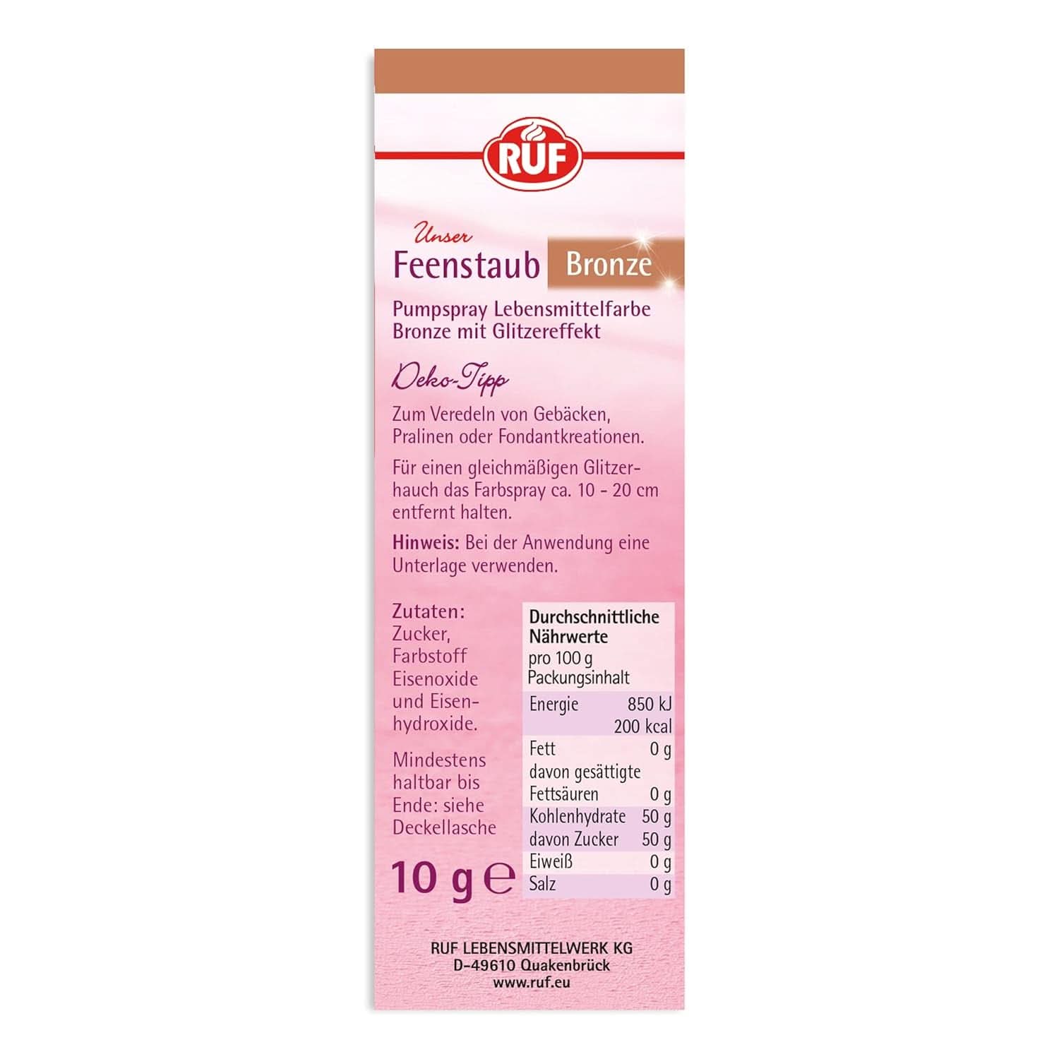 RUF Fairy Dust Jedlý třpytivý prach v lahvičce s rozprašovačem 10 gramů Naty Shop