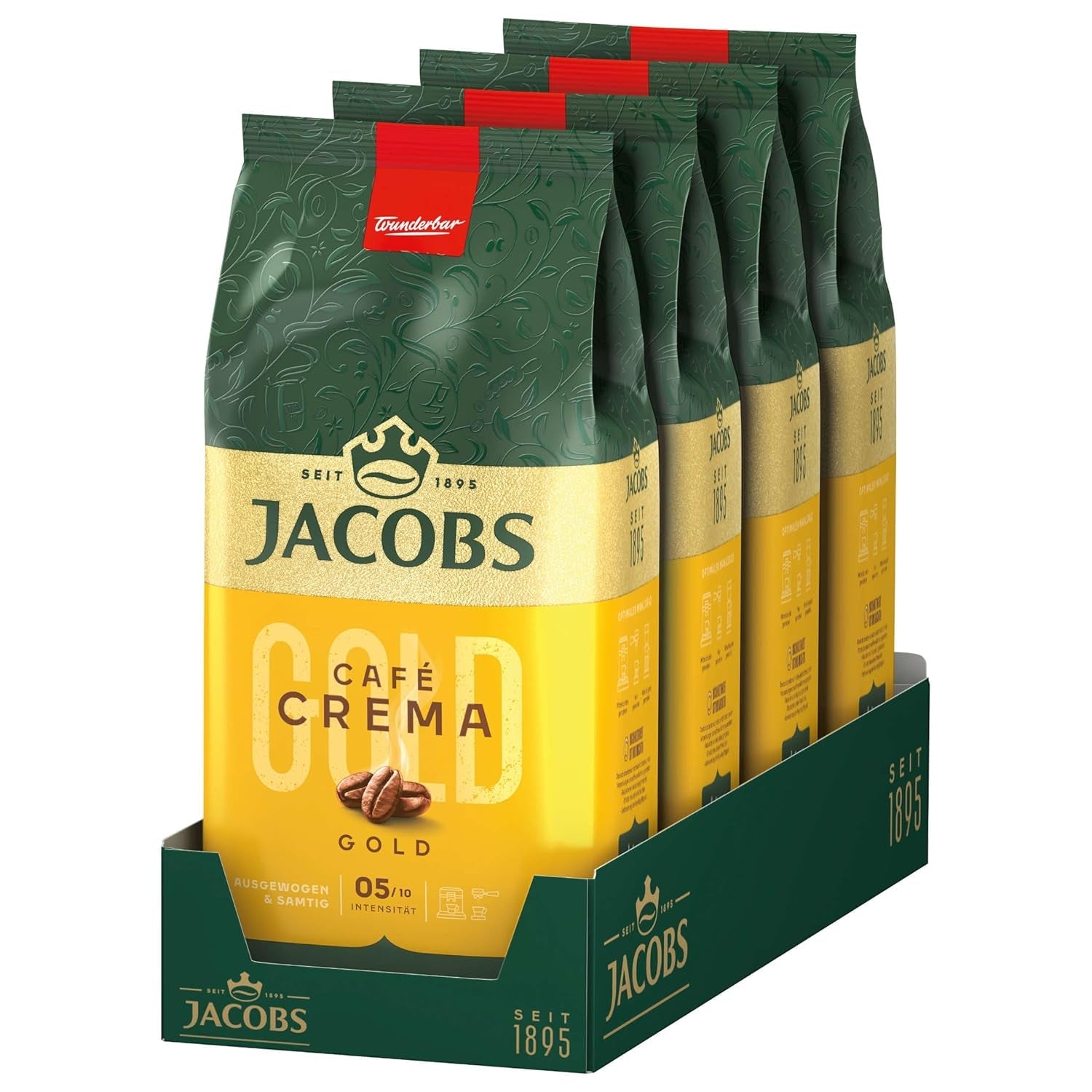 Jacobs Expert Roast Cafe Crema Gold, celá zrnková káva (4 x 1 kg)