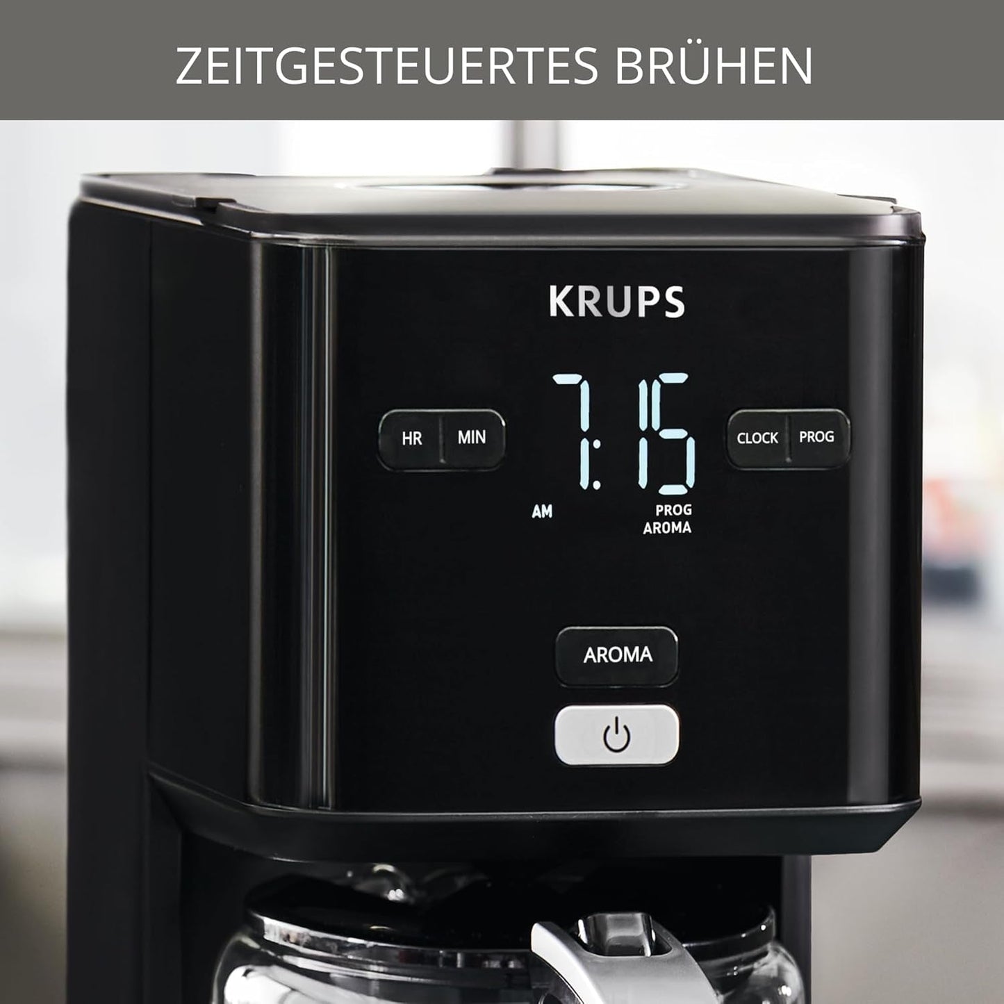 Kávovar Krups Smart'n Light s časovačem, na 1,25 l filtrované kávy, funkce udržování teploty, automatické vypínání, černý, KM600810