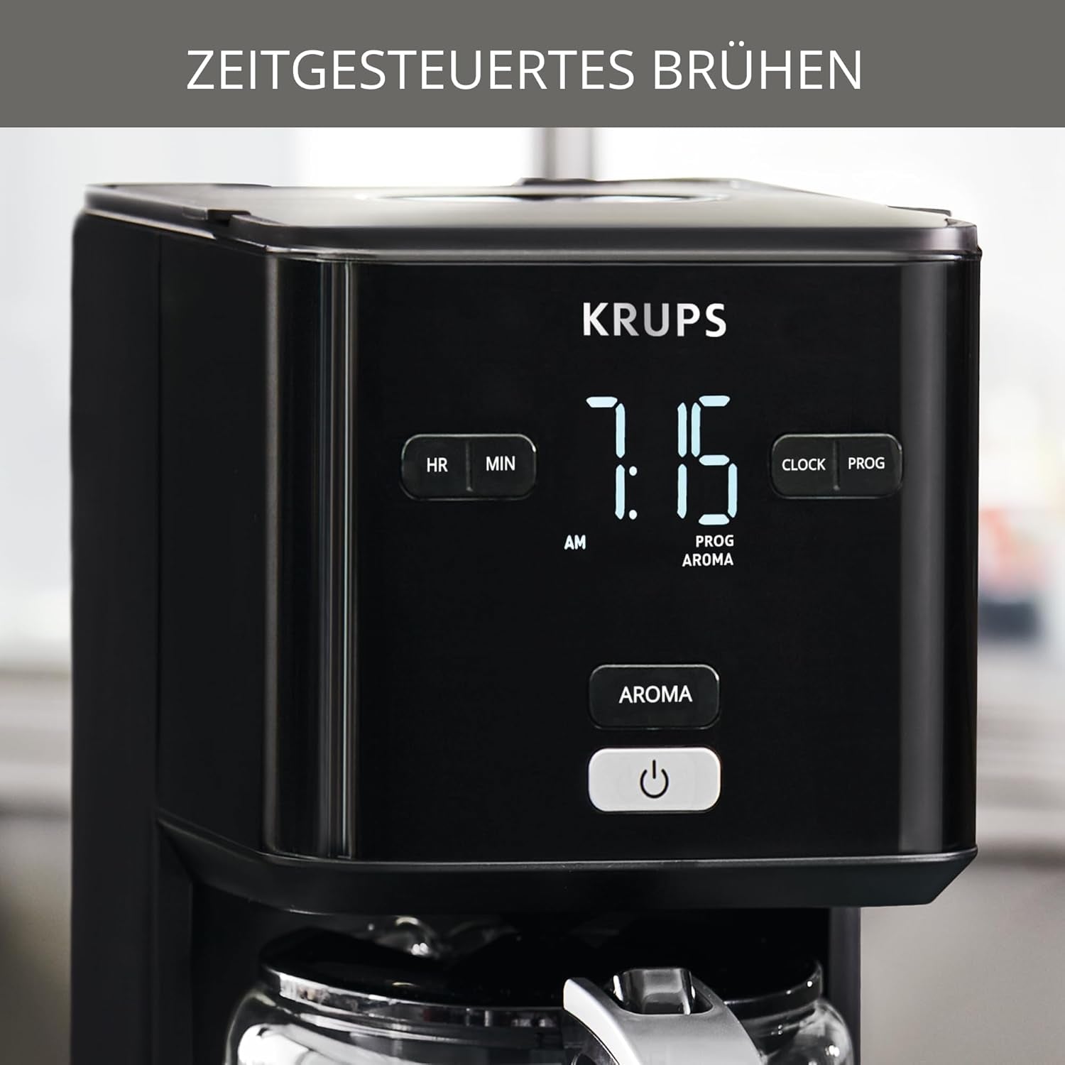 Kávovar Krups Smart'n Light s časovačem, na 1,25 l filtrované kávy, funkce udržování teploty, automatické vypínání, černý, KM600810