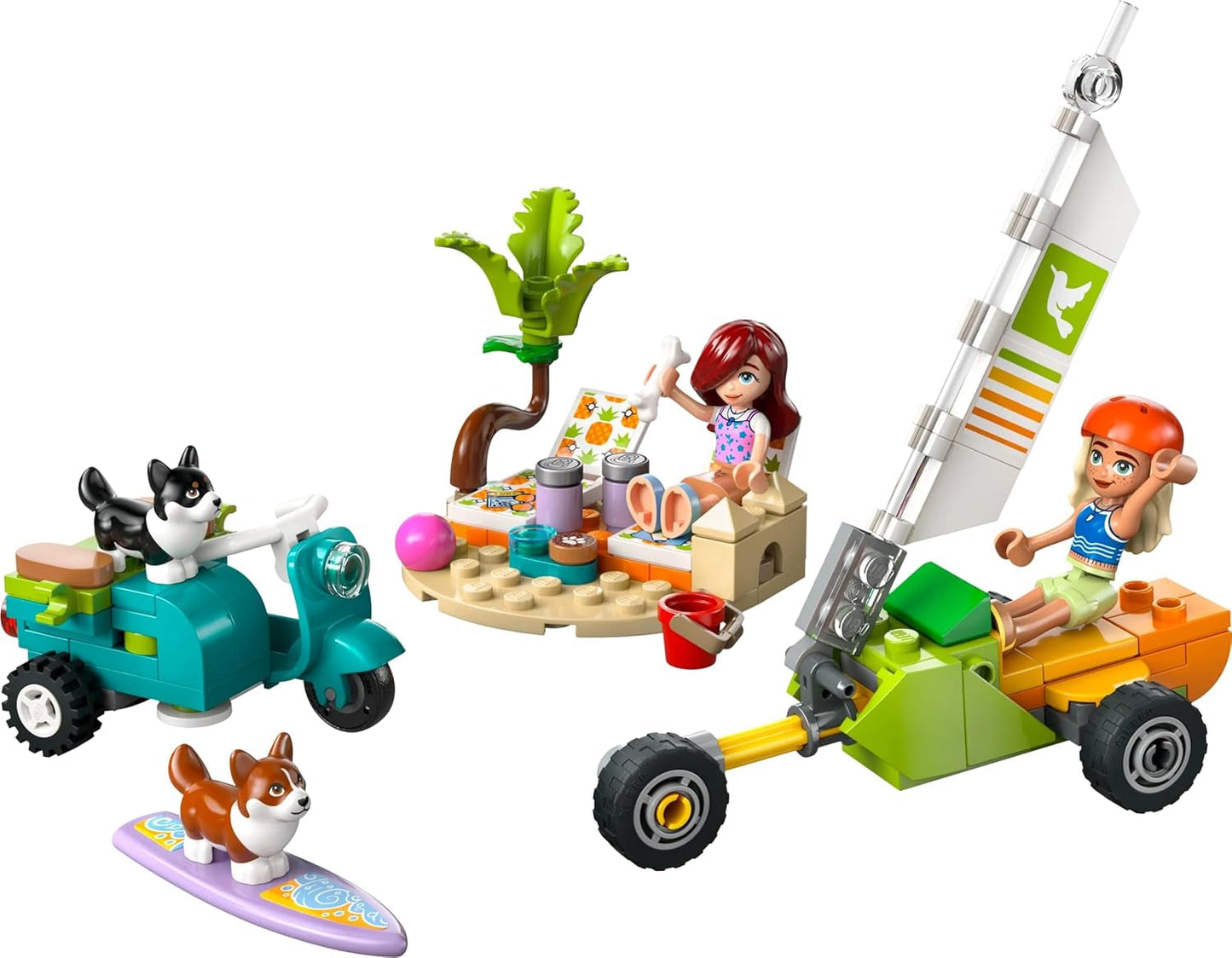 LEGO Friends Plážové dobrodružství se psy Stavebnice pro dívky 6letá zvířátka se 2 minifigurkami a 2 figurkami Corgi Kreativní děti Dárek pro surfové prkno Dobrodružná stavebnice 42641 Stavebnice Besuche den LEGO-Store