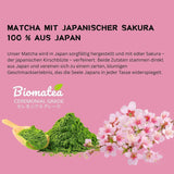 Sakura Matcha Tea 50g - Ceremoniální třída z Japonska - Prémiový zelený čaj s práškem z květů sakury - První sklizeň, mletý kámen, Vegan, bez přísad