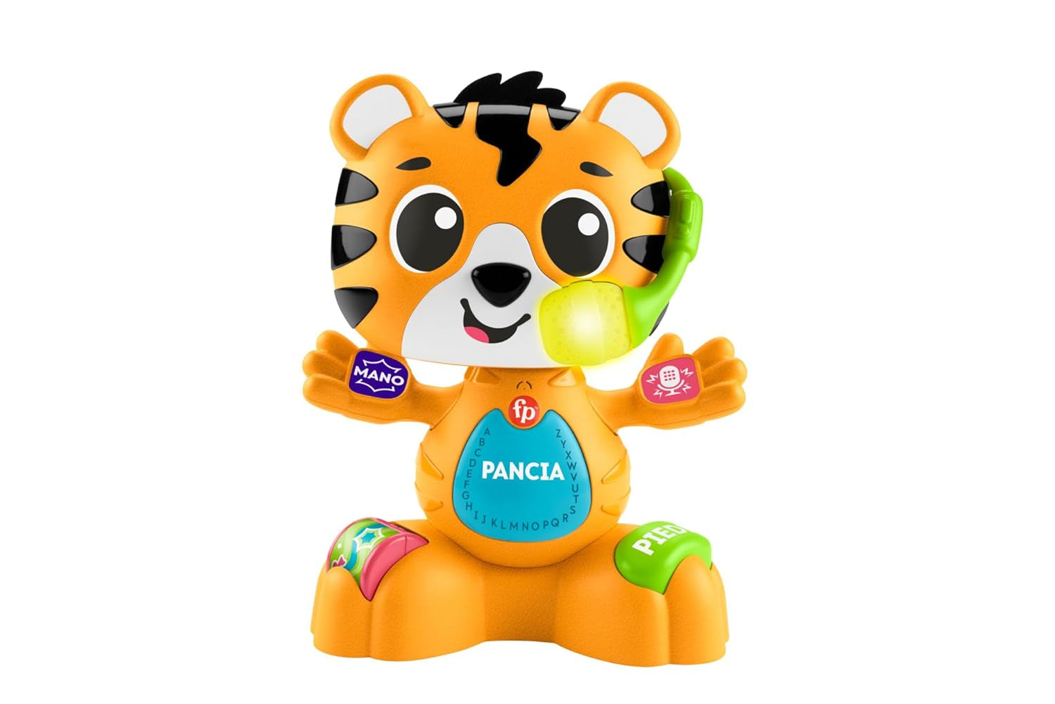 Fisher-Price vzdělávací hračka pro miminka a batolata, Beat Bande Učící se a tančící Tiger Justin se zvuky a světly pro miminka od 9 měsíců, italská verze, HYL04 Bebe Naty Shop Toys Výchozí název