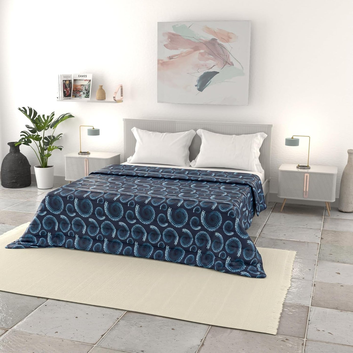Italské povlečení základní letní přikrývka, potištěné mikrovlákno, 250X240Cm, kruh Přikrývky a přikrývky Naty Shop Vortex 250X240Cm